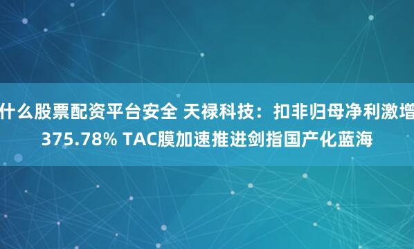 什么股票配资平台安全 天禄科技：扣非归母净利激增375.78% TAC膜加速推进剑指国产化蓝海